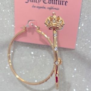 NWT Juicy Couture crown gold hoop earrings pave